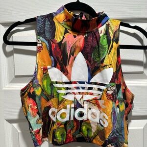 Adidas Multicolor Parrot Print Crop Top